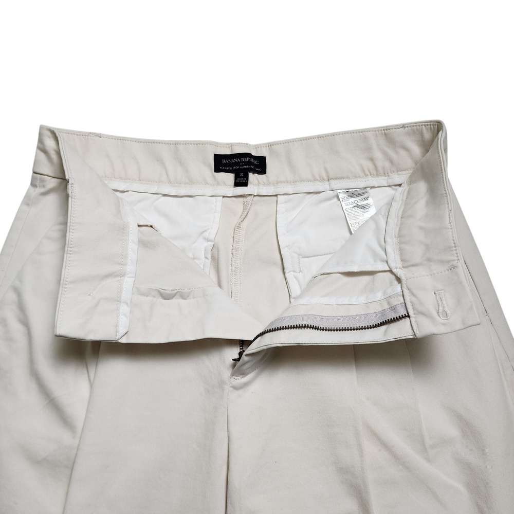 Banana Republic Factory Womens Authentic Chino Pleated Crop‎ Pants Size 8 Stone - Picture 6 of 15